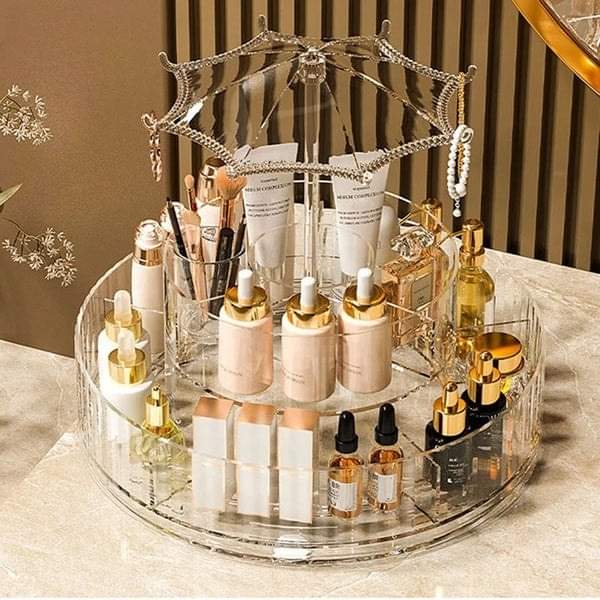 Acrylic 360 rotating cosmetic plus jewellery organizer