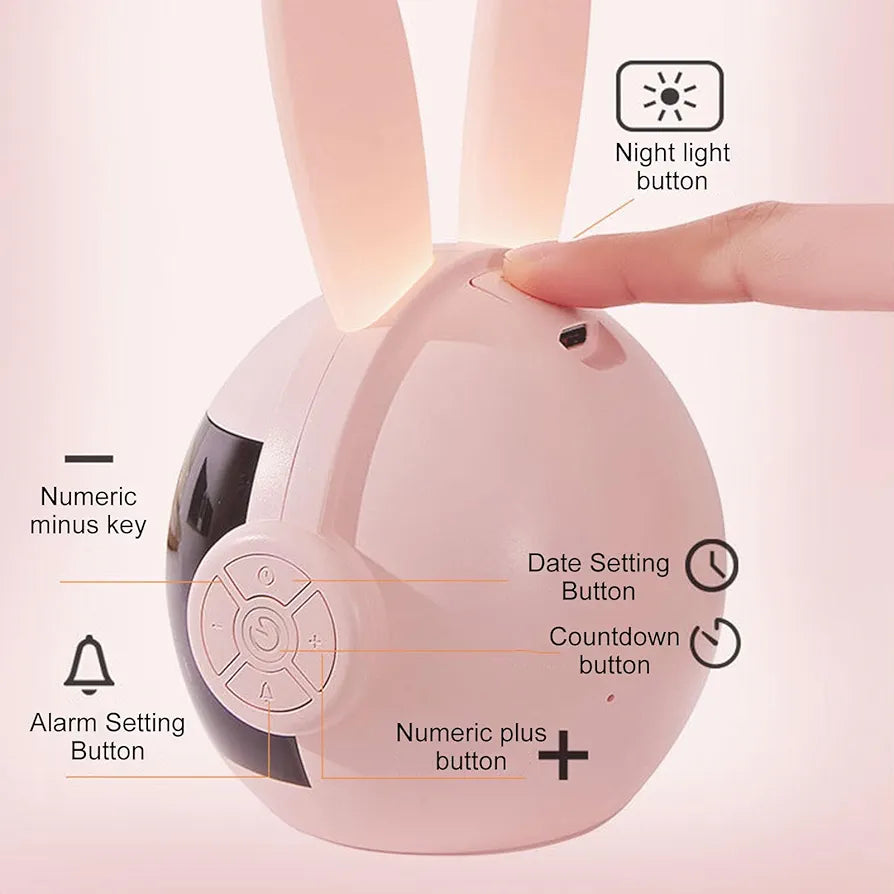 Adorable Rabbit Digital LED Alarm Clock