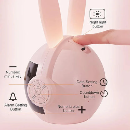 Adorable Rabbit Digital LED Alarm Clock