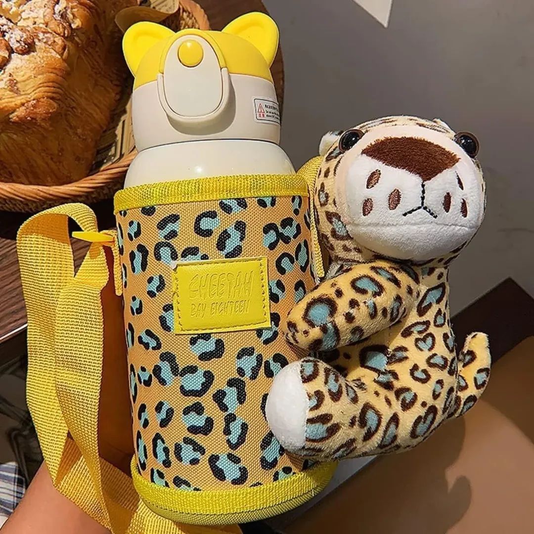 Cartoon Themed Water Bottle With Plush Toy
