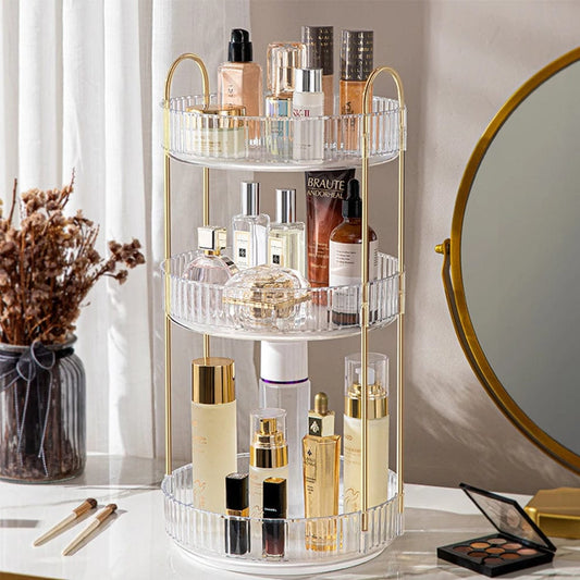 Crystal 3 Tier Rotating Cosmetics Organizer
