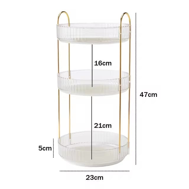 Crystal 3 Tier Rotating Cosmetics Organizer