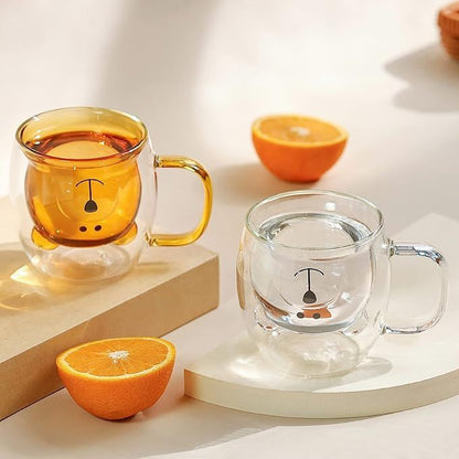 Double Wall Glass Bear Mug