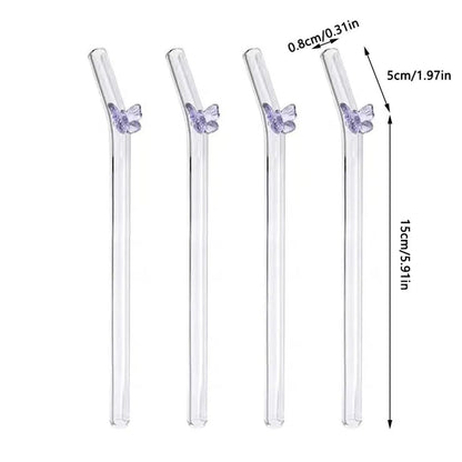Reusable Colorful Glass Butterfly Straw (1 Pc)