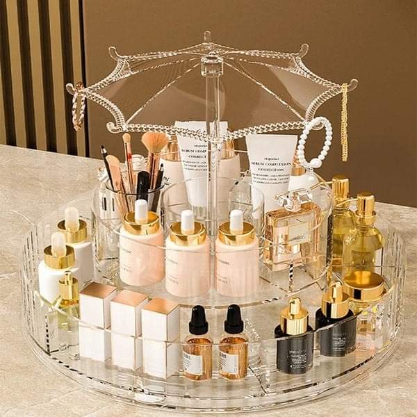 Acrylic 360 rotating cosmetic plus jewellery organizer
