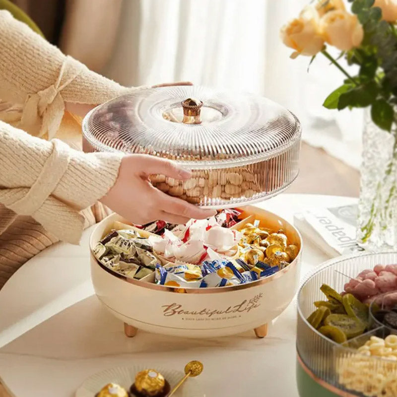 Luxury Rotating Snacks And Dry Fruits Dish (2 Layer)