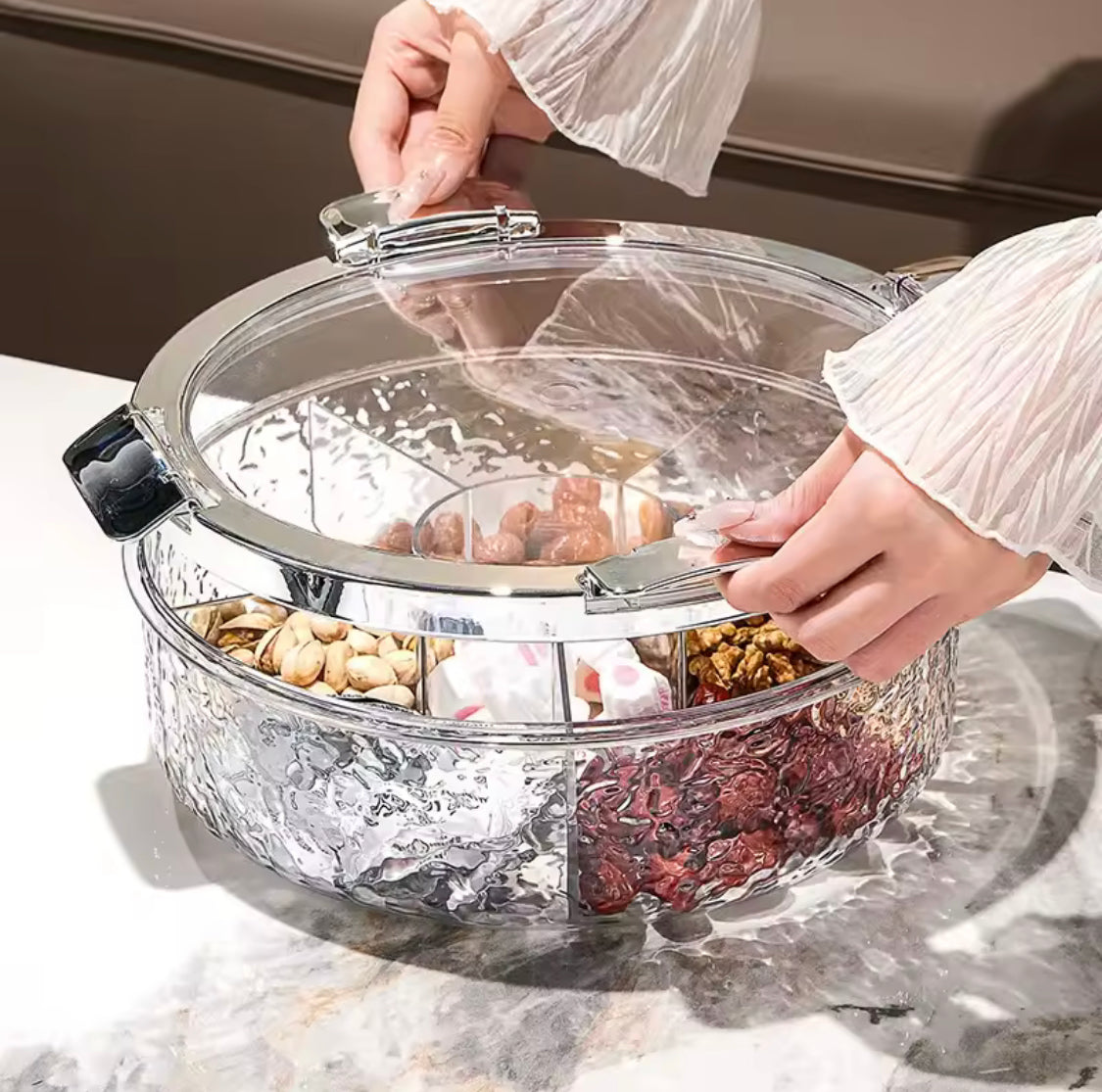 5 Grid Luxury Sealed Snack Tray With Cover