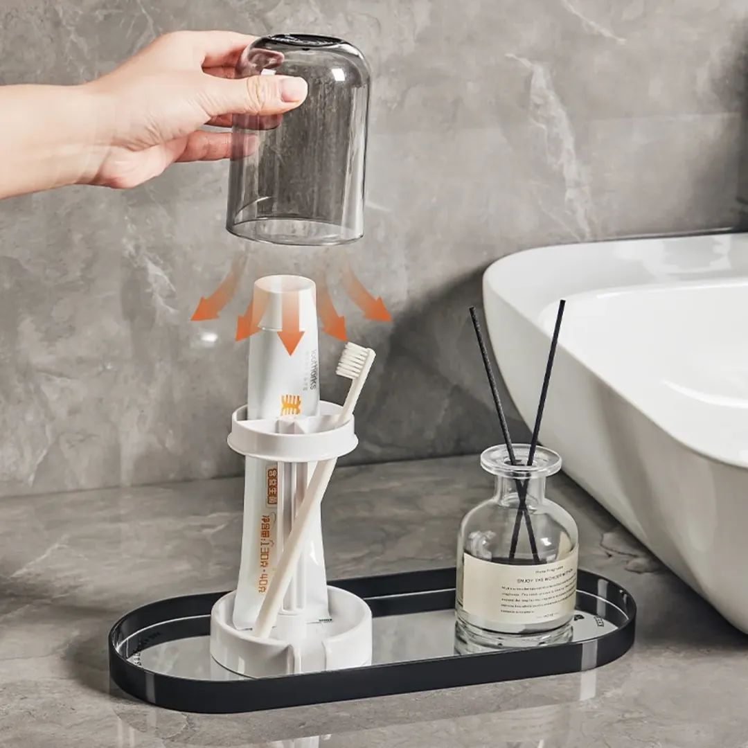 Portable Toothbrush Holder With Mouthwash Cup