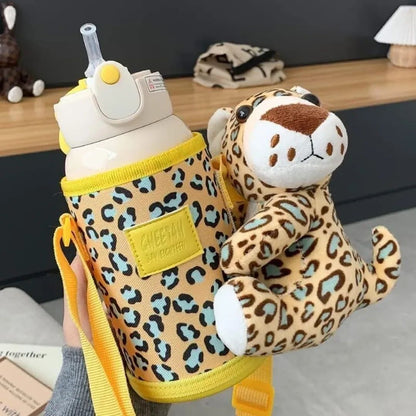 Cartoon Themed Water Bottle With Plush Toy