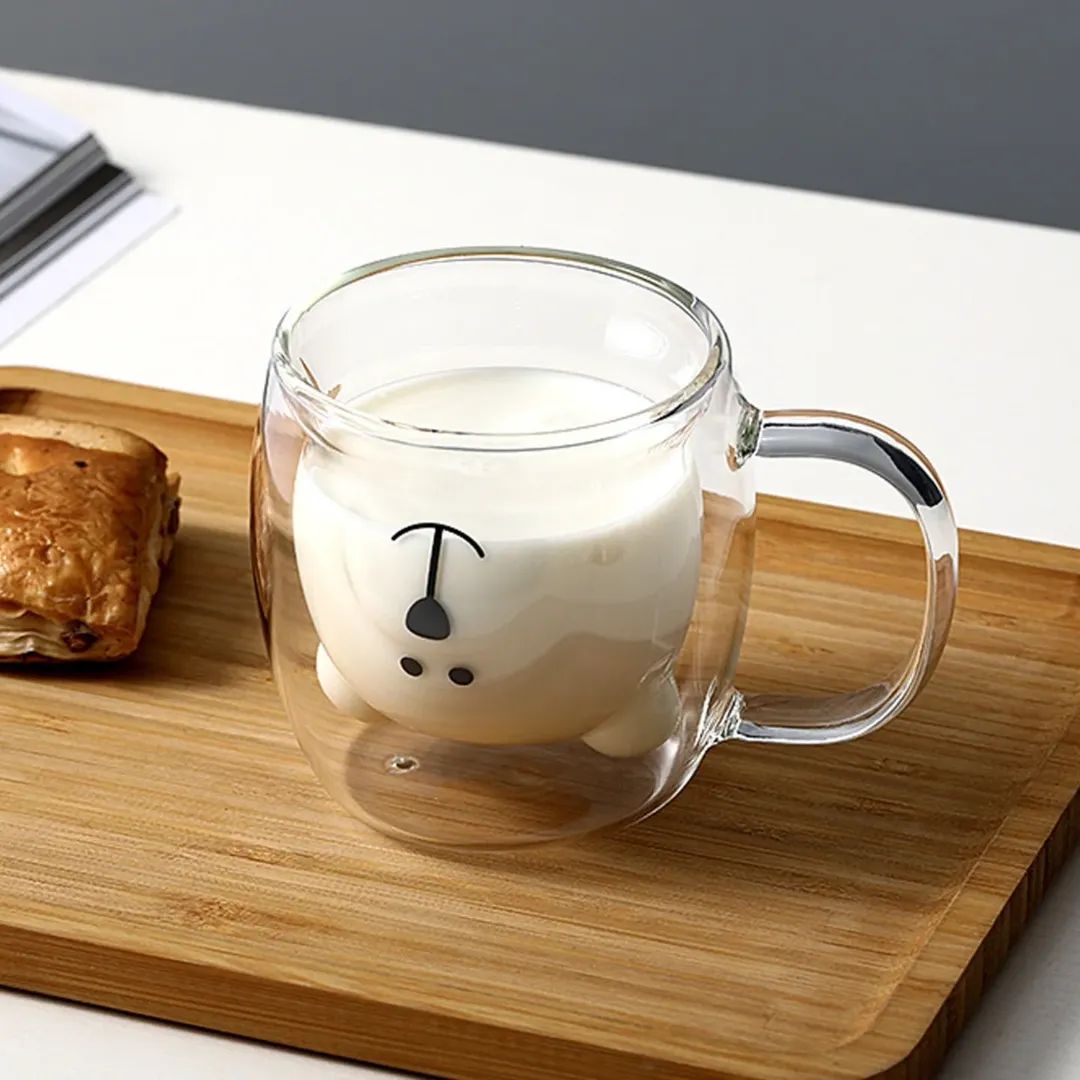 Double Wall Glass Bear Mug
