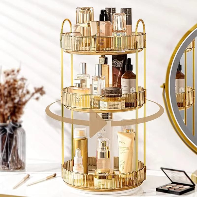 Crystal 3 Tier Rotating Cosmetics Organizer