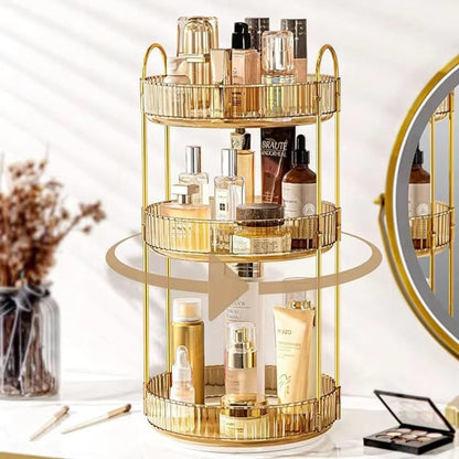 Crystal 3 Tier Rotating Cosmetics Organizer