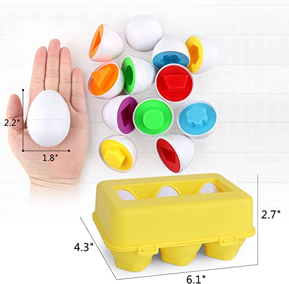 Set of 6 Eggs for shape and color matching