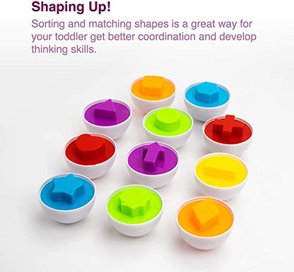 Set of 6 Eggs for shape and color matching