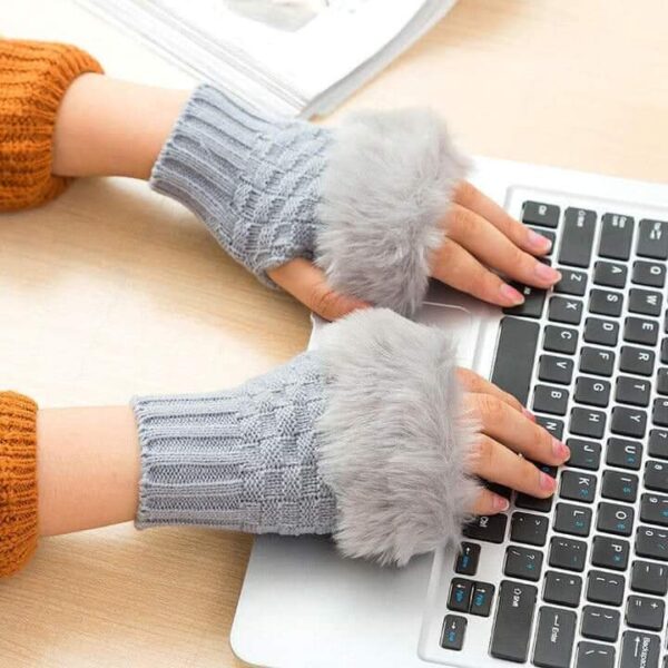 Stylish Faux Rabbit Hair Fur Gloves For Women - Image 7