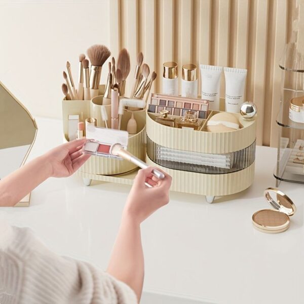 360° Rotating Multiple Compartments Makeup Storage Box - Image 3